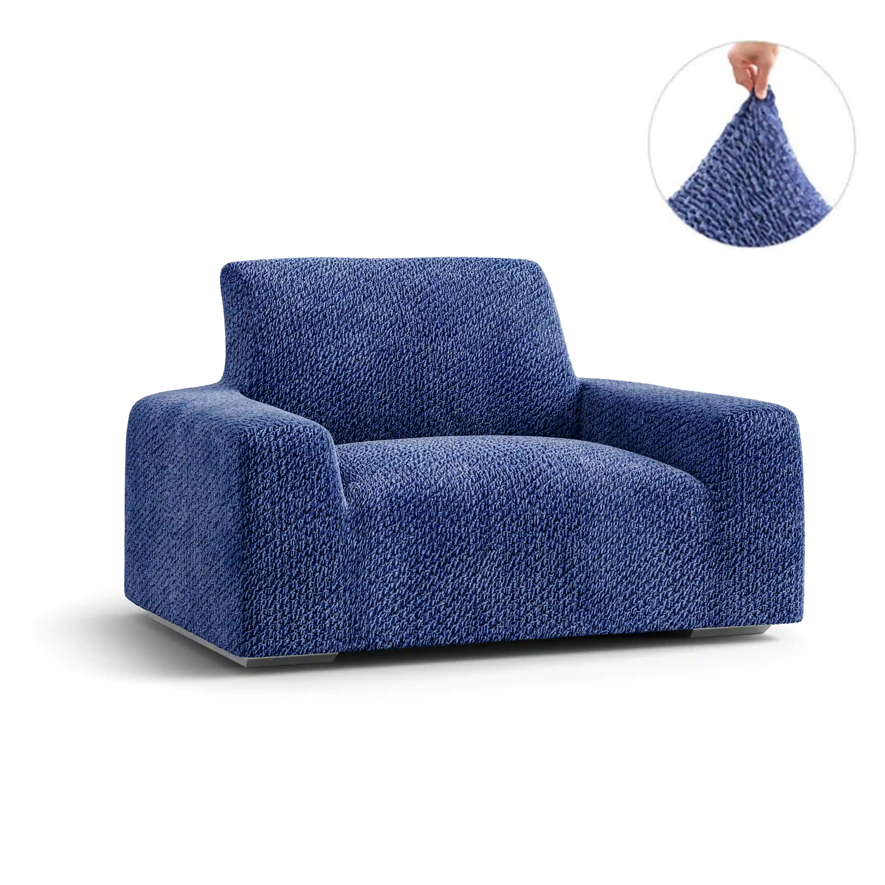 Arm Chair Cover - Blue, Velvet